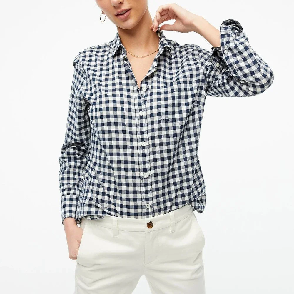 J. Crew Classic-fit Boy Shirt in Crinkle Gingham (size 4P)